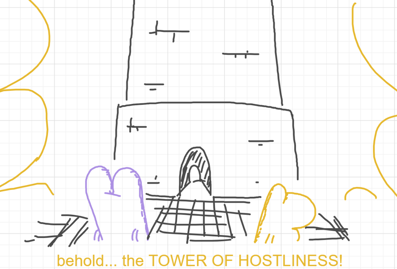 A panel from I've Been Everywhere, Man, episode nine of the Board Boards object show by Furretwalk/WalkingFurret.